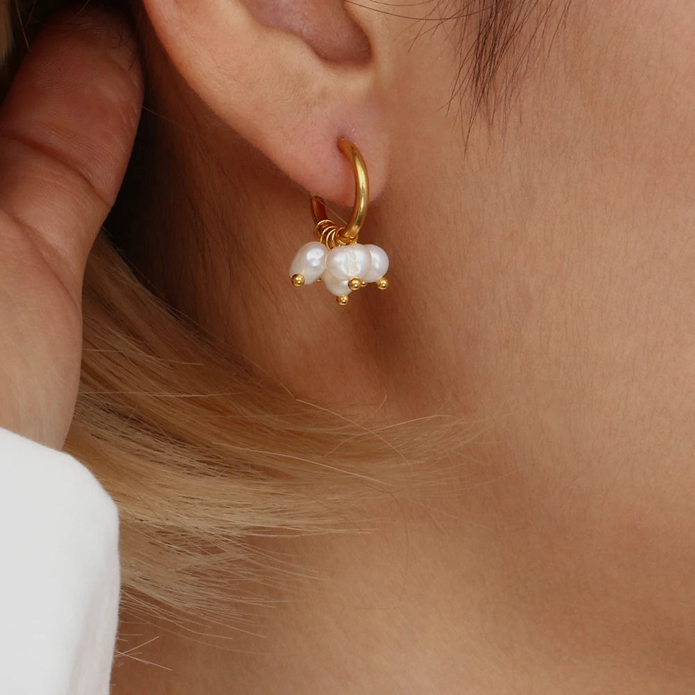 Pearl Blossom Hoop Earrings