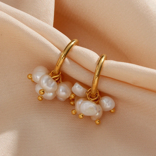 Pearl Blossom Hoop Earrings