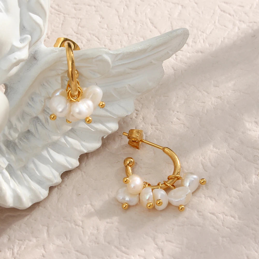 Pearl Blossom Hoop Earrings